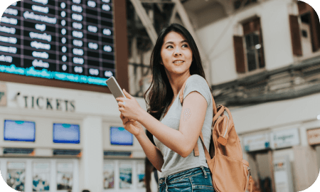 Woman using business texting platform solutions to communicate to an agent.
